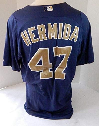 2012 San Diego Padres Jeremy Hermida 47 Oyun Kullanılmış Donanma Forması BP 3-Oyun Kullanılmış MLB Formaları