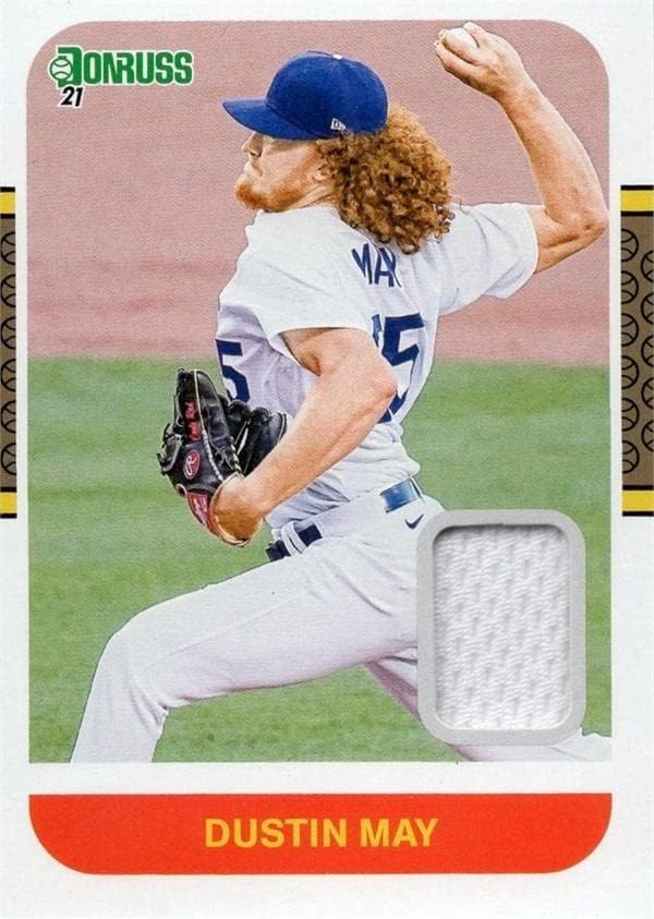 Dustin Mayıs oyuncu yıpranmış jersey yama beyzbol kartı (Los Angeles Dodgers) 2021 Panini Donruss 87MDU-MLB Oyun