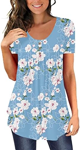 Bayan Üstleri Şık Rahat Yaz Rahat Gömlek Kısa Kollu Tunik Bluzlar Sevimli Dökümlü T-Shirt Gevşek Gömme Baskı Üstleri