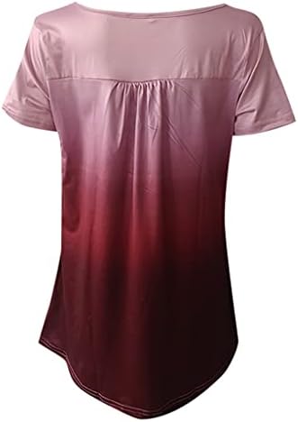 Bayan Üstleri Şık Rahat Yaz Kısa Kollu Tunik Bluzlar Degrade Gevşek Gömme Üstleri Dökümlü T-Shirt Rahat Gömlek