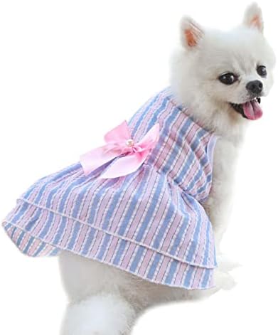 Büyük Köpekler için köpek Giysileri Kız Elbise Malzemeleri Çizgili Etek Kedi Yaz Düğün Pet Ekose Köpek fiyonk Elbise