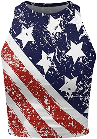 Amerikan Bayrağı Baskı Tankı Üstleri Kadın ABD Yıldız Çizgili Vatansever T Shirt Yaz Gevşek Yelek Dip Tank Top