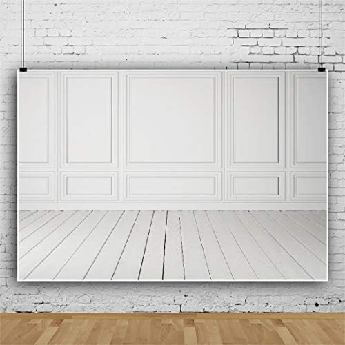 Laeacco 10x8ft Klasik Tarzı Beyaz Gri Duvar Ahşap Zemin Fotoğraf Arka Plan Boş Oda Mimari Arka Plan Odası İç Vintage
