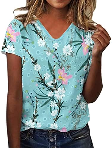 Kısa Kollu Gömlek Kadın T Shirt Yaz Kısa Kollu Sevimli Grafik Gevşek Tees Tops Streç Gömlek Kadın