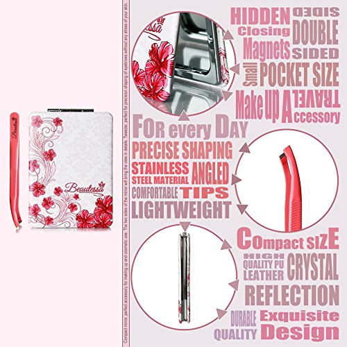 Geri Çekilebilir Allık Fırçası, Kompakt Ayna ve Kaş Cımbızı / Seyahat Seti-Kadınlar için makyaj fırçası Seti / Kabuki