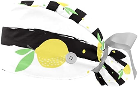 VBFOFBV Çalışma Kapağı Düğmeli Ter Bandı kurdele Geri Kabarık Şapkalar, Meyve Limon Siyah Beyaz Çizgili