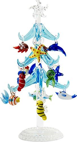 LSArts Mavi Deniz Yaşamı Noel Cam Ağacı 7.75 - Hediye Kutusu