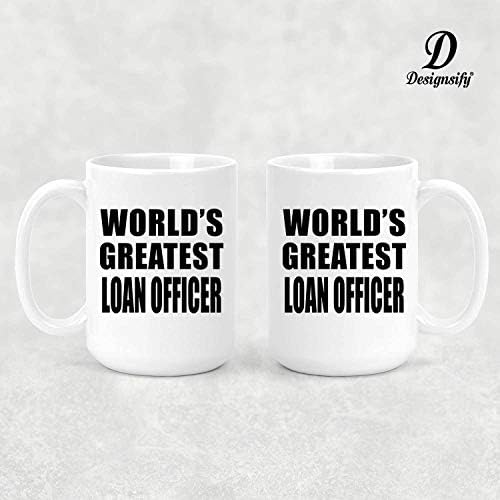 Designsify Dünyanın En Büyük Kredi Memuru, Saplı 15oz Beyaz Kahve Kupa Seramik Çay Bardağı Drinkware, Doğum Günü