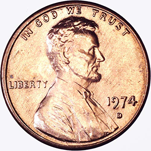 1974 D Lincoln Anıtı Cent 1C Parlak Dolaşımsız