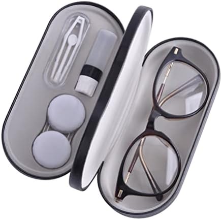 Lens Çantası ve Gözlük Çantası-Seyahat için Gözlüksüz Çift Katmanlı Lens Çantası Miyop Gözlük Kutusu, Beyaz