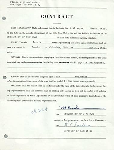 Fritz Crisler Sözleşme İmzaladı Kolej Futbolu HOF Michigan Efsanesi w / JSA Mektubu - Kolej İmzalarını Kesti