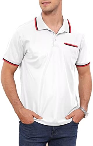 Erkek Çizgili polo gömlekler Kısa Kollu Kuru Fit golf tişörtü Rahat Polo T Shirt Klasik Fit cepli gömlek