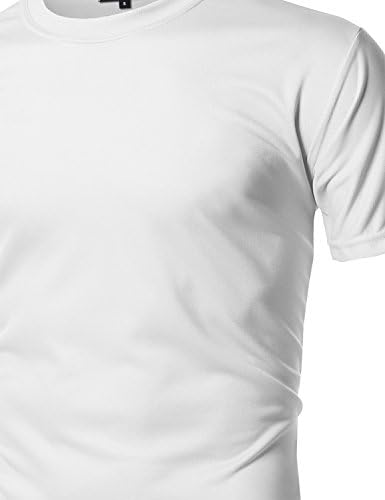 Katı Yumuşak Coolmax Aktif Kısa Kollu Crewneck T-Shirt Tee Beyaz Boyut S
