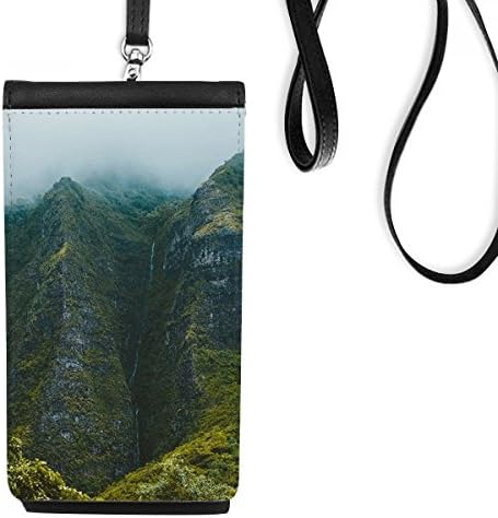 Jungle Valley Cliff Sis Orman Telefon Cüzdan çanta Asılı Cep Kılıfı Siyah Cep