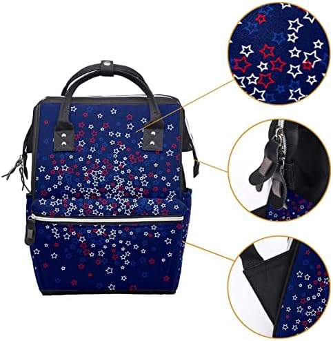Amerikan Yıldız Desen Koyu Mavi Arka Plan ile bebek bezi çantası Sırt Çantası Bebek Bezi Değiştirme Çantaları Çok