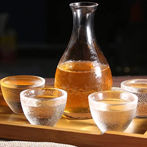 Cabilock Viski Bardakları Cam Kaplar Çin Çay Seti 1 Set 5 Parçalı Japon Sake Seti Şarap Bardakları 1 Sake Kabı ve