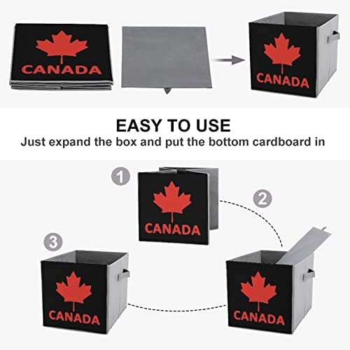 Kanada Bayrağı Akçaağaç Katlanabilir eşya kutuları Temelleri Katlanır Kumaş Saklama Küpleri Organizatör kulplu kutular