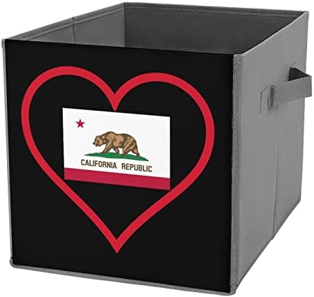 Seviyorum California Kırmızı Kalp Katlanabilir eşya kutuları Temelleri Katlanır Kumaş Saklama Küpleri Organizatör