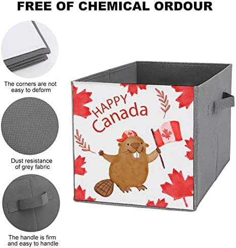Kanada Bayrağı Kunduz Katlanabilir eşya kutuları Temelleri Katlanır Kumaş Saklama Küpleri Organizatör kulplu kutular