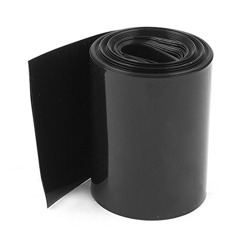 uxcell-a15012300ux0476 pil sarma PVC ısı Shrink boru 56mm düz genişlik AAA güç kaynakları için 5m uzunluk siyah
