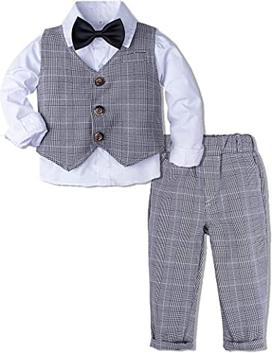 A & J tasarım Bebek Yürüyor Boys Beyefendi Takım Seti, 3 adet Kıyafetler Gömlek ve Yelek ve Pantolon