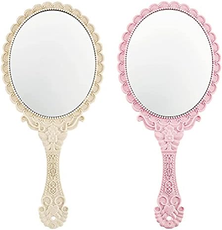 SOLUSTRE 2 Adet Oyma Retro Kolu Ayna taşınabilir kılıf Ayna Kadın makyaj aynası