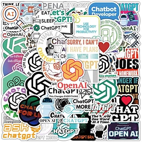 ChatGPT Çıkartmalar 50 adet OpenAI Çıkartmalar Su Şişeleri için Dizüstü Bilgisayar, Serin AI Vinil Çıkartmaları Gençler