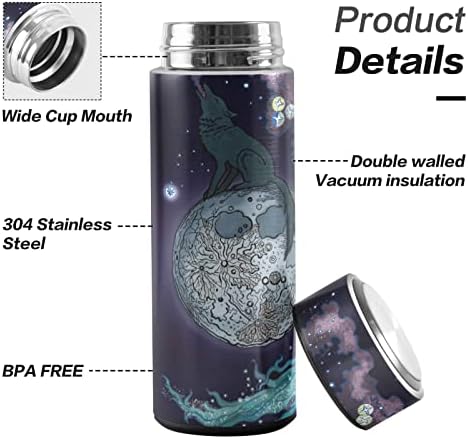 Glaphy Wolf Jellyfish Galaxy 12 oz Su Şişesi, BPA İçermez, Paslanmaz Çelik, Yalıtımlı Su Şişesi, Okul için, Ofis,