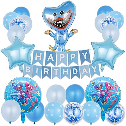 Mavi Haşhaş ve Oyun Zamanı Balonlar 36 Adet Haşhaş Oyun Zamanı Doğum Günü Süslemeleri çocuklar için 8-12 Yaş Mutlu