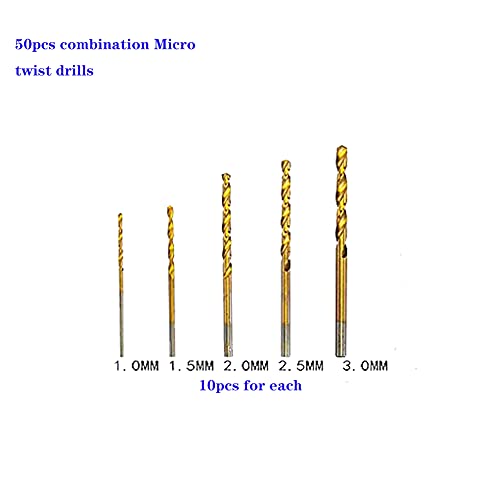 50 ADET Titanyum Mikro Büküm Matkap Uçları 1mm, 1.5 mm, 2mm, 2.5 mm, 3mm,-Her biri için 10 adet,Ahşap için Küçük