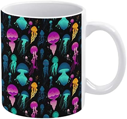 Parlayan Renkli Denizanası Baskı Kupa kahve bardağı Seramik çay bardağı Komik Hediye Ofis Ev için Kadın Erkek 11
