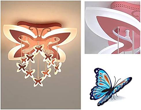 KWOKİNG yaratıcı kelebek ışık karikatür LED tavan ışık pembe akrilik kız dekor asılı kelebekler avize kreş çocuk