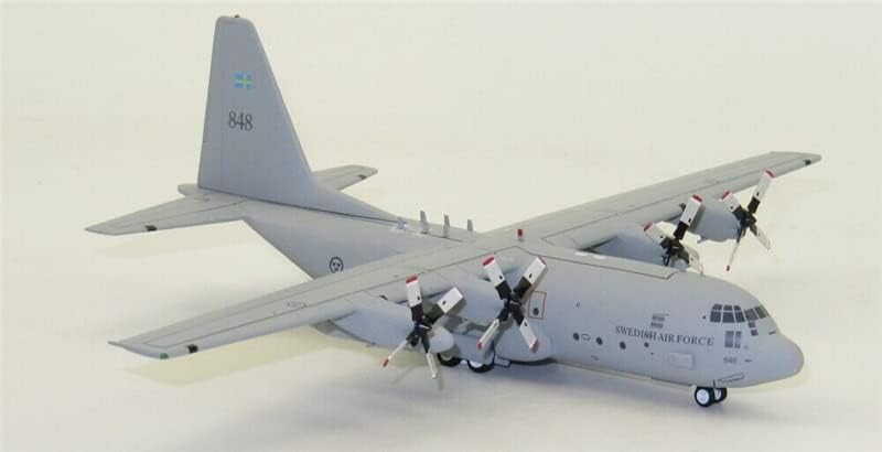 JFOX İsveç HAVA Kuvvetleri Lockheed TP84 Hercules (C-130) 84008 Standı ile 1/200 DİECAST Uçak Önceden İnşa Edilmiş
