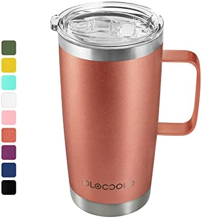 DLOCCOLD Yalıtımlı Kahve kulplu kupa Kapaklı Paslanmaz Çelik Seyahat Kahve fincanı Dökülmeye Dayanıklı Kullanımlık