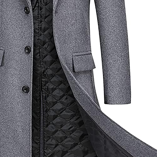 Ceketler Erkekler için İş Orta Uzun Yün Palto Stand Up Yaka Artı Pamuk Kalınlaşmış Sıcak Mont