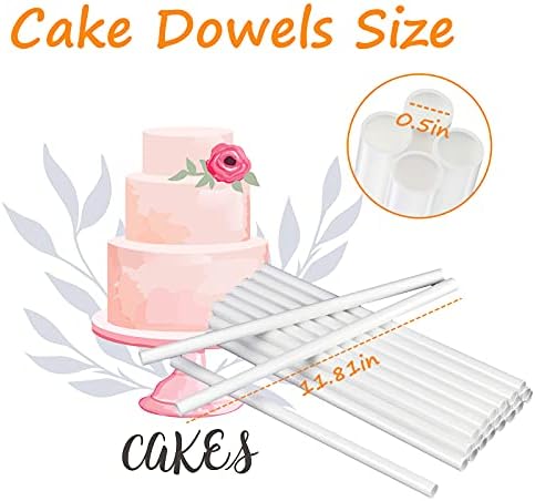 10 Adet Kek Dübel Çubuklar, 12 İnç Plastik Kek Destek Çubuğu Beyaz Kek Standı Çubukları Katmanlı Kek İnşaat ve İstifleme