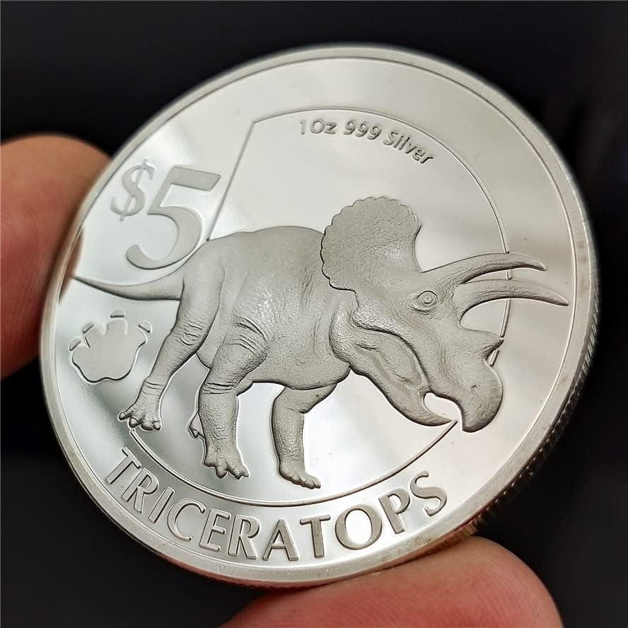 Tarih öncesi Kretase Dinozor Gümüş Sikke Triceratops hatıra parası Sierra Leone Dinozor hatıra parası Koleksiyonu