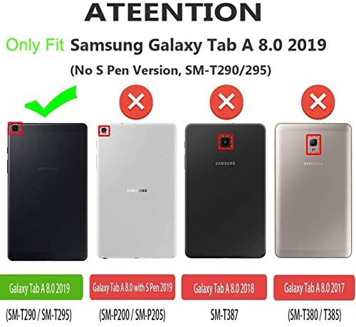 Folio Kılıf Samsung Galaxy Tab için Bir 8.0 2019 SM-T290 SM-T295, Techcircle Çok Açılı Görünüm Standı Hafif PU Deri