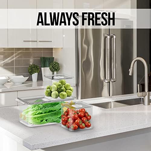 WAVELUX Buzdolabı, Gıda Meyve Sebze depolama, 3 Adet İstiflenebilir Dondurucu Buzdolabı Organizatörü, Havalandırmalı