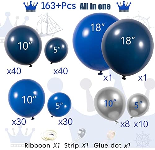 Donanma Kraliyet mavi Gümüş balon Garland Kiti 160 ADET koyu mavi Balonlar Kemer 2023 Mezuniyet Partisi çocuk doğum