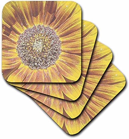 3dRose CST_32606_4 Kristal Renkli Ayçiçeği Sanat Çiçekler Doğadan İlham Alan Tasarımlar-Seramik Karo Bardak Altlığı,