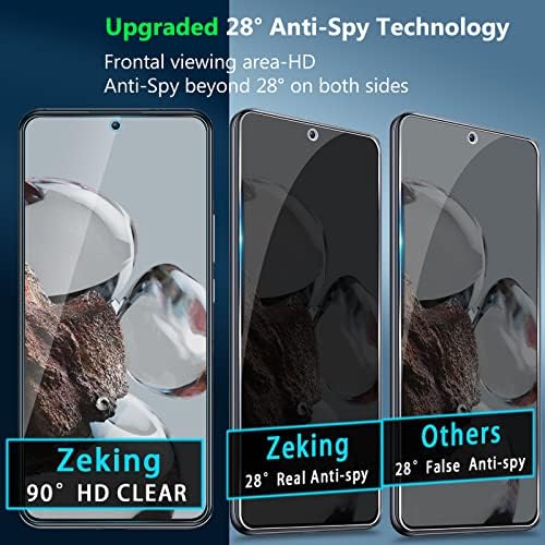 Zeking [2+2 Paket] Xiaomi 12T Pro Gizlilik Temperli Cam Ekran Koruyucu (2 Paket) + Kamera Lens Koruyucu (2 Paket),