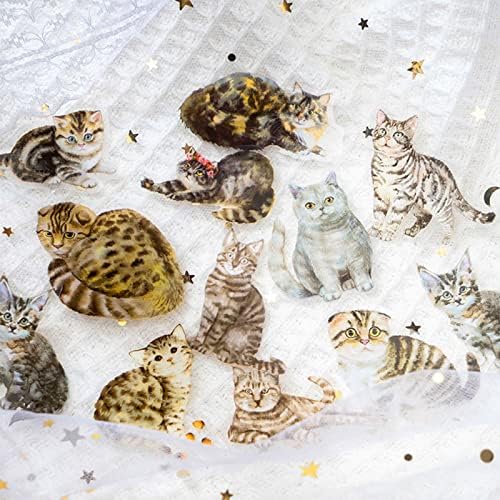 Aromoty Sevimli Kedi Çıkartma Paketi (6 Temalı 180 Adet Kedi) - Anime Reçine Şeffaf Su Şişesi Su Geçirmez Çıkartmalar