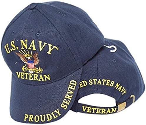 ABD Askeri USN Veteran Kartal Çapa Gururla Hizmet İşlemeli Kap Şapka CP00211 Mavi