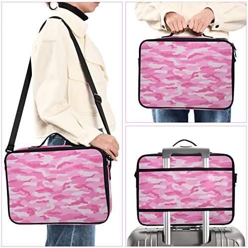 ODAWA Pembe Kamuflaj Makyaj Çantası Taşınabilir Seyahat kozmetik çantası düzenleyici Çok Fonksiyonlu Çift Fermuarlı