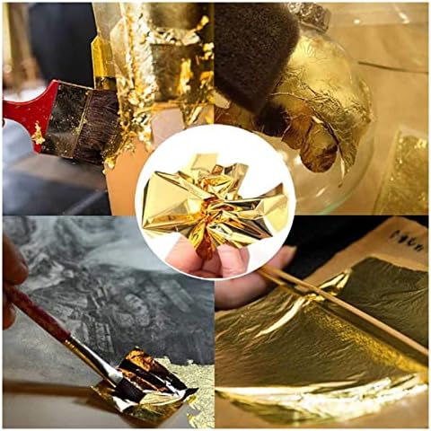 ECYC 100 Adet 3.66x3.38 inç İmitasyon Altın Folyo Levhalar, Metal Folyo Yaprak Kağıtları Altın Gümüş Yaprak Levhalar