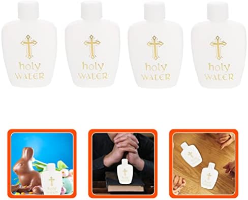 Operıtacx Ev Dekor 4 Adet Kutsal Su Şişeleri Boş Kutsal Su Kabı Dini Paskalya Plastik Şişe Altın Haç ile 60 ml Katolik