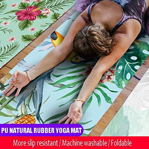 Taşınabilir yoga mat 183*68 cm * 1mm kalın doğal kauçuk süet renkli desen baskı kaymaz Pilates egzersiz matı ( Renk: