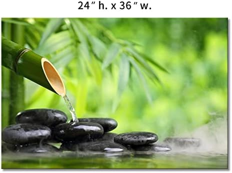 Yeşil Spa Natürmort Bambu Çeşme ve Zen Taş ile Su Duvar Sanatı Boyama Resim Tuval Üzerine Baskı Botanik Resimleri