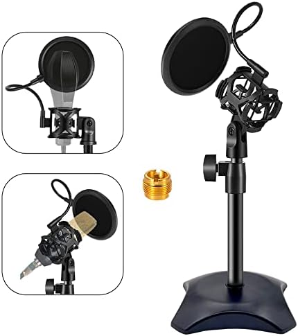 YUEZOON Yükseltilmiş Ayarlanabilir Masa mikrofon standı ile İzolasyon Kalkanı, mikrofon standı ile Mikrofon Klip